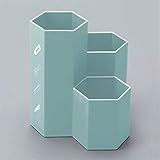 Stiftfass, multifunktionale Stiftfass-Polygon-Aufbewahrungsbox, for Schreibtischschere, Stift, Make-up-Bürstenspeicher 11,5 x 5,5 x 8 x 6 cm grau MattLxu (Color : Blue)