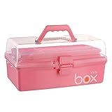 DOITOOL 1 x Notfallbox für den Haushalt, Rosa, kleine Kunststoff-Aufbewahrungsbox für Nagelkunst, Werkzeugkasten (Pink)