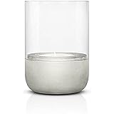 blomus -CALMA- Windlicht S in exklusiver Optik, puristischer Beton-Sockel, trendiger Teelichthalter mit Kerze, garantierte Standfestigkeit, bequeme Handhabung (H / B / T: 14 x 10 x 10 cm, Grau, 65432)