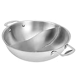Weikeya Multifunktional mit Trennwand Doppelgriff Hot Pot Edelstahl Hot Pot für Gasherd für die Kü