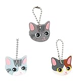 YANGWEN Schlüsselkappen,3PCS Cartoon Key Covers,Cartoon Niedliche Tiere Schlüsselanhänger Schlüsselabdeckung Kappe Silikon Schlüsselanhänger Cat Shape Key C