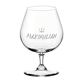 Cognac Glas Leonardo mit gravierten Wunschmotiv - personalisiert mit Namen - Schwenker für Brandy & Whiky - Spülmaschinenfest - Weinbrandglas - Männer - Geburtstag - M