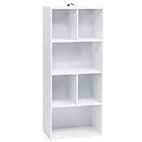 WOLTU Bücherregal SK005ws Bücherschrank Standregal Aufbewahrungregal Raumteiler Büroregal Aktenschrank, MDF, 6 Fächer, 50x30x118