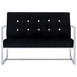 Susany 2-Sitzer-Sofa mit Armlehnen Couchsofa mit Holzrahmen Loungesofa Wohnzimmersofa Schlafzimmersofa Armlehnnensofa Sitzsofa Sofagarnitur Rücklehnensofa Polstersofa Sitzmöbel Schwarz Chrom und S