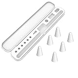 MoKo Stifthalter Kompatibel mit Apple iPencil 1 & 2 Generation, Tragbar Stylus Aufbewahrungsbox mit 6 Spitzen Abdeckung Pencil Case Schutzhülle Stift Storage Etui für Apple Pencil Zubehör Halter, Weiß