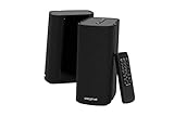 CREATIVE T100 Kompakte 2.0-Hi-Fi-Desktop-Lautsprecher, bis zu 80W Spitzenleistung mit Bluetooth 5.0, optischer Eingang, AUX-in, für Computer und Laptops (Schwarz)