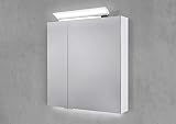 Intarbad ~ Spiegelschrank 70 cm LED Acryl Aufsatzleuchte mit Unterbauleuchte doppelseitig verspiegelt Berglärche Anthrazit IB1906