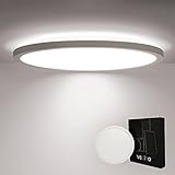 VECINO LED Deckenleuchte Flach 18W, Deckenlampe Rund 4000K IP44, Ultra Dünn, 29.4x29.4cm, Weiß, lampen für Flur/Badezimmer/Küche/
