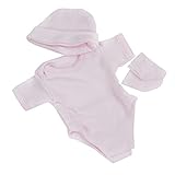 yotijay Handgemachte Rosa Strampler Socken Hut Set für 10'' 11' Reborn Baby Girl D