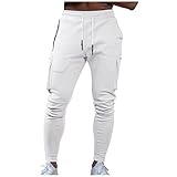 BGTKHKS Jogginghose Herren 3xl Taschenhose Cordhose Fitness Sport Stretchbundhose Jogging Gym Sporthose mit Taschen Modisch Einfarbige Atmungsaktiv Fitnesshose Lederhosen Männer Military