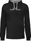 Shirtracer Motorrad Zubehör Biker - Herzschlag Motorrad - XL - Schwarz/Grau meliert - Hoodie mit Protektoren - JH003 - Hoodie zweifarbig und Kapuzenpullover für Herren und D