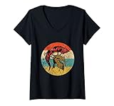 Damen Spartaner Gladiatoren Krieger Sparta Helm Retro Sonne T-Shirt mit V