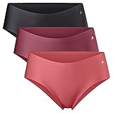 DANISH ENDURANCE No Show Hipster Panties für Damen, 3er Pack, Invisible Slips, Unsichtbare Unterwäsche aus recycelter Mikrofaser für Alltag & Sport (Mehrfarbig (1x Blush, 1x Ruby, 1x Schwarz), M)