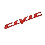 Schriftzug Logo Auto 3D Metall Emblem Abzeichen Aufkleber Kompatibel mit Honda Civic Auto Hintere Schwanz Kofferraum Brief Logo Aufkleber Aufkleber Autozubehör Auto Styling ( Color Name : Red CIVIC )
