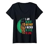 Damen Ich bin schwarz Geschichte Afro African Black History Month T-Shirt mit V