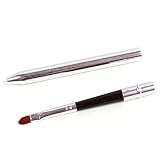 IEAKDCD Tragbarer, doppelseitiger, einziehbarer Lippenstiftpinsel, Metallgehäuse, Reise-Make-up-Lippenpinsel-Werkzeug (Silber)