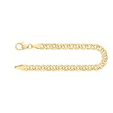 Feines Armband Damen Herren Echt Gold 3.5 mm, Zwillingspanzerkette aus 333 Gelbgold, Goldarmband mit Stempel und Karabinerverschluss mit Schlaufe, Länge 19 cm, Gewicht ca. 1.8 g., Made in Germany