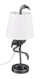Reality Leuchten Tischleuchte Lola R50251089, Kunststoff silberfarbig, Stoffschirm Weiß, exkl. 1x E14