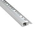 LED Aluprofil T77 silber 10mm Fliesenprofil + Abdeckung Abschlussleiste Bordüre Fliesen für LED-Streifen-Strip 2m milky