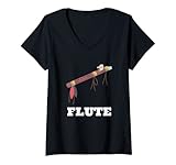 Damen Orchestra Marschband Cool Vintage Flöte Musiknoten T-Shirt mit V