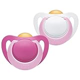 Nuk Genius Latex-Schnuller, kiefergerechte Form, BPA frei, 0-6 Monate, 2 Stück, Girl, Mehrfarbig, 32 g
