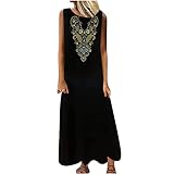 MMOOVV Loose Size Kleid Mode Plus Sleevless O-Nacken Print Flower Women 's Maxi Women' s Kleid Women 's Kleid for New Y