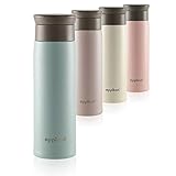 eppikan® eppiToGo Edelstahl Thermobecher- Isolierbecher, Kaffee-to-go Becher, 350 ml, 500 ml Travel Mug, Autobecher, auslaufsicher mit hygienischer 360°-Trinköffnung (Powder Blue, 500 ml)