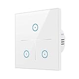 WLAN Alexa Lichtschalter, Smart Lichtschalter für Alexa und Smartphone,gehärtetes Glas Touchscreen-schalter, Timing-Funktion, Überlastungsschutz, kein Hub erforderlich Weiß 3Weg[1/2/3 Weg]