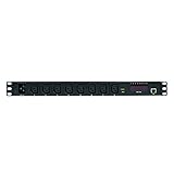 LogiLink Professional PDU8P01 Hochwertige IP 19' Steckdosenleiste 8-Fach mit Schalt-, Mess/Warnfunktion, Temperatur und Feuchtigkeitssensor Schw