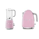 Smeg Standmixer BLF01PKEU, 800, Aluminum, 1500 milliliters, Pastellrosa & KLF03PKEU Rose, 2400, Edelstahl, 1 Fluid_Ounces, R