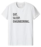 Fellow Friends Eat Sleep Engineering Unisex T-Shirt (XX-Large, White)