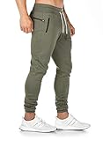 Breampot Herren Jogginghose Sporthose Baumwolle Fitness Slim Fit Trainingshose Freizeithose (Grün, Large)