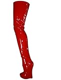 EROGANCE Crotch Wedge Plateau High Heels Overkneestiefel Rot Lack Stiefeletten Boots A5072 / EU 39