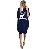 JYSDZSE Frauen Brief Drucken Baggy Blusenkleid Rundhals Langarm Casual T-Shirt Top Weihnachten Pullover Tops Plus Size, M|d-blau, Einheitsgröß