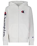 Champion Boys Heritage Crew Neck French Terry Pull On and Zip Up Sweatshirt Kids Clothes (White Zip Up, Medium)