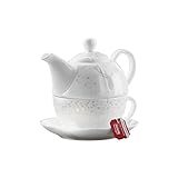 Gilde Tee-Set Tea for one im Hirsch Design, Höhe 15 cm, weiß hellg