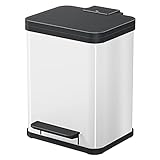 Hailo Öko duo Plus M | Mülltrenner 2 x 9 Liter | 18 Liter | Soft Close Deckeldämpfung | 2-In-1 Treteimer mit Inneneimern | Mülleimer rechteckig | Made in Germany | Stahlblech | weiß