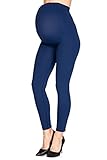 LORES Italienische Umstandsleggings in Marineblau für Damen, Nahtlose, durchgehende Elastikband, Bauchstütze, hoch tailliert, 90 DEN, Prussia, Größe L/XL