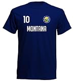 Nation Montana USA Amerika T-Shirt Trikot Nummer 10 Wappen Emblem -FH10 (S, Navy)