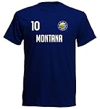 Nation Montana USA Amerika T-Shirt Trikot Nummer 10 Wappen Emblem -FH10 (S, Navy)