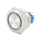 X-DREE UL AC 5A 250V 30mm 1,18' 'Befestigungsgewinde flach rund 1NO 1NC DPST Momentary Edelstahl Metall wasserdicht Drucktaster mit grün(UL AC 5A 220V For UAE 30mm 1.18' 'Filo di montaggio p