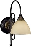 Fischer & Honsel Leuchten 31351 Fischer & Honsel Wandleuchte rostfarbig antik Glas alabasterfarbig champ, Braun, 27 x 14 x 33 cm (LxBxH)