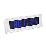 FACKELMANN digitaler Wecker mit Thermometer und Hygrometer Funktion Tecno, Elegante Funkuhr mit farbigem Display & USB-Anschluss für das Handy