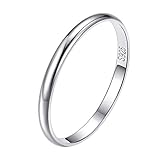 Suplight Damen Finger Ring 925 Silber simpel Ring Größe 52 Partnerring 2mm glänzender schlicht Verlobungsring Ehering Hochzeit Schmuck