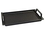 Lieblingspfanne - Grillplatte BBQ 41 x 24cm mit Seitengriffen antihaftbeschichtete Grill-Wendeplatte Aluminium Guss für alle Herdarten und Gasg