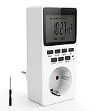 Zeitschaltuhr Digital, Steckdose mit 20 Konfigurierbaren Wöchentlichen Programme Programmierbarer Plug-In-Timer-Schalter, HD LCD Display (1pack)