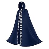 YJING Halloween Umhang mit Kapuze Lange Samt Cape Oliwan Vampir Kostüm Kapuzenumhang Schwarz Kapuzenumhang für Erwachsene Damen Herren Halloween Ostern Karneval Cosplay Party(12-Blau,XXL)