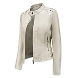 KGLHTYU Damen Kunstlederjacke Große Größen Lederjacke Kunstleder Pu Imitat Bikerjacke Bomberjacke Motorradjacke Revers Persönlichkeit Nietjacke Biker Punk Retro Lederb