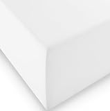 sleepling Komfort Jersey-Elastic Stretch Spannbettuch Spannbettlaken für Matratzen bis 30 cm Höhe (215 gr. / m²) mit 3% Elastan 180 x 200-200 x 220 cm, weiß