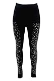 Thermo Treggings Leggings Schwarz Strass Steine Hoher Bund Strech mit Innen Fleece (DM5622LM)